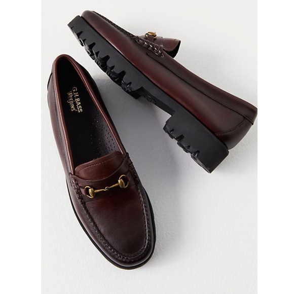 G.H. Bass Lianna Bit Super Lug Weejun Loafers wine 6.5 NEW - Picture 1 of 12